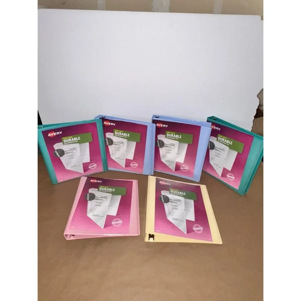 Avery Durable Clear View Binders Set of 6 New Slant Ring Heavy Duty 1.5